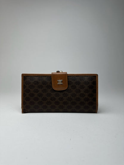 Portefeuille vintage en cuir monogramme Céline marron