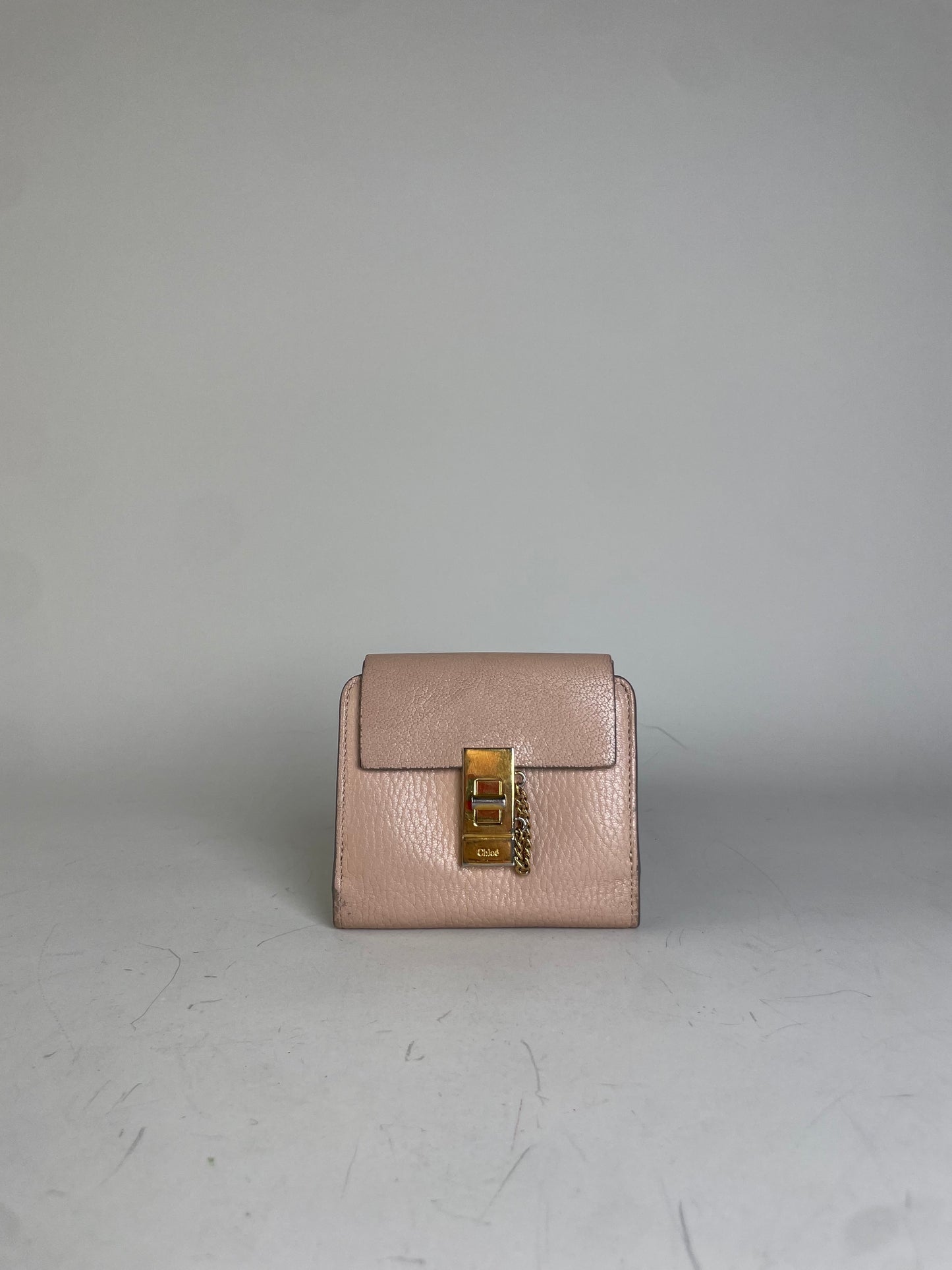 Vintage Chloe Pebbled Leather Wallet Blush Pink Gold