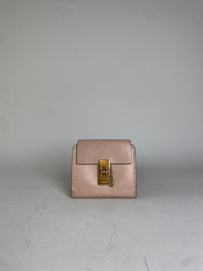 Vintage Chloe Pebbled Leather Wallet Blush Pink Gold