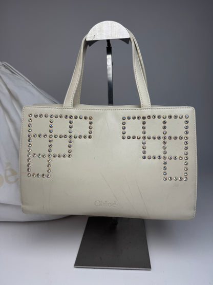 Vintage Chloe Leather Handbag Grey White
