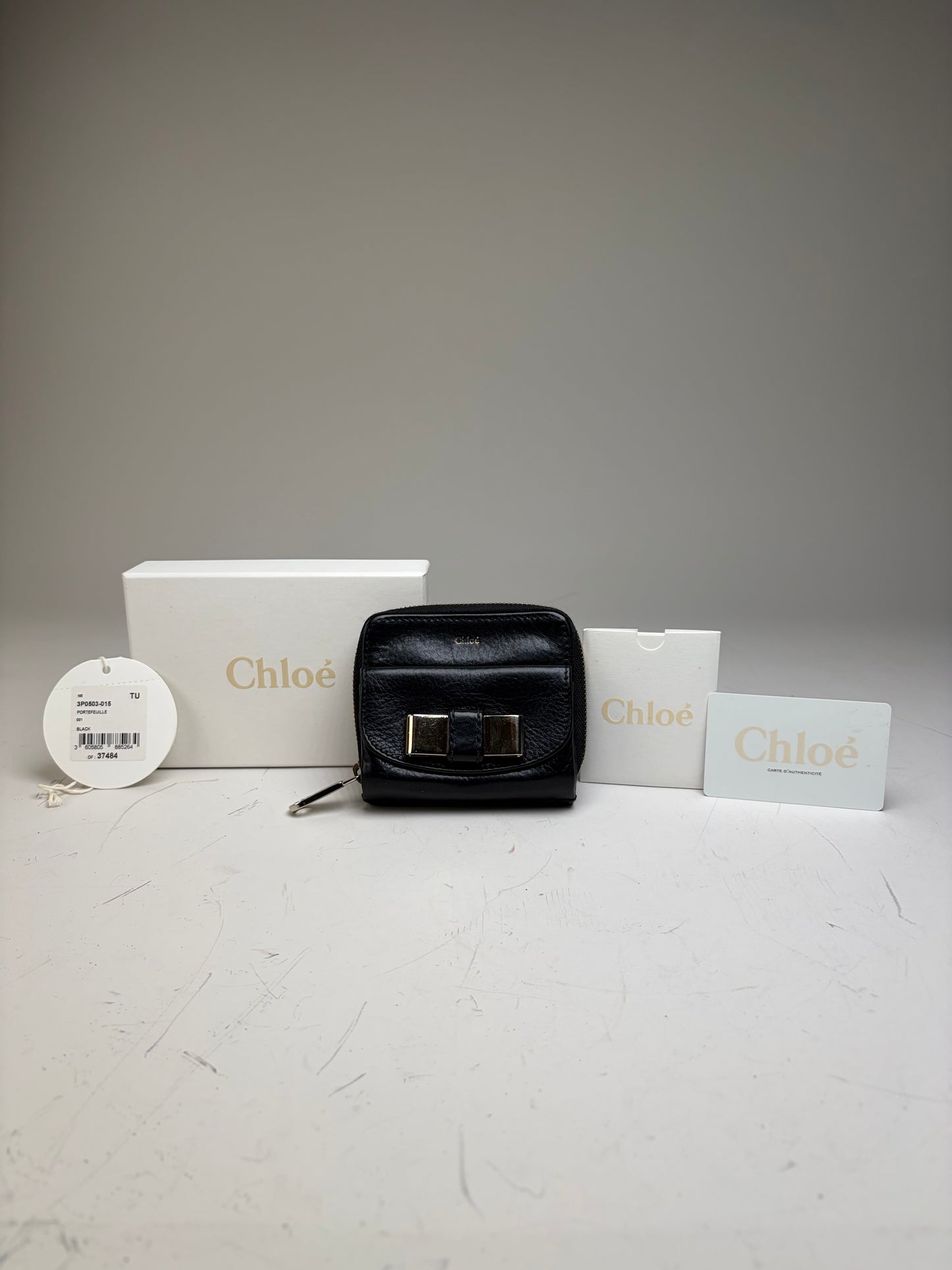 Vintage Chloe Leather Wallet Black Silver
