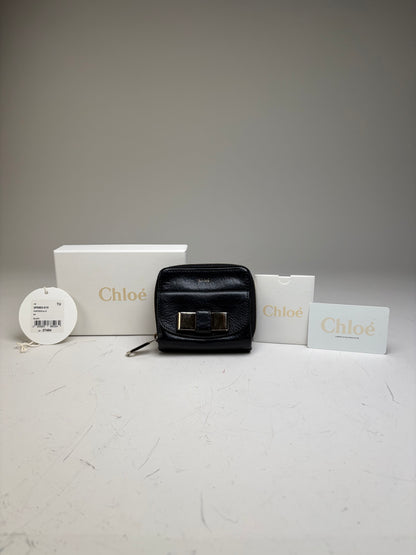 Vintage Chloe Leather Wallet Black Silver