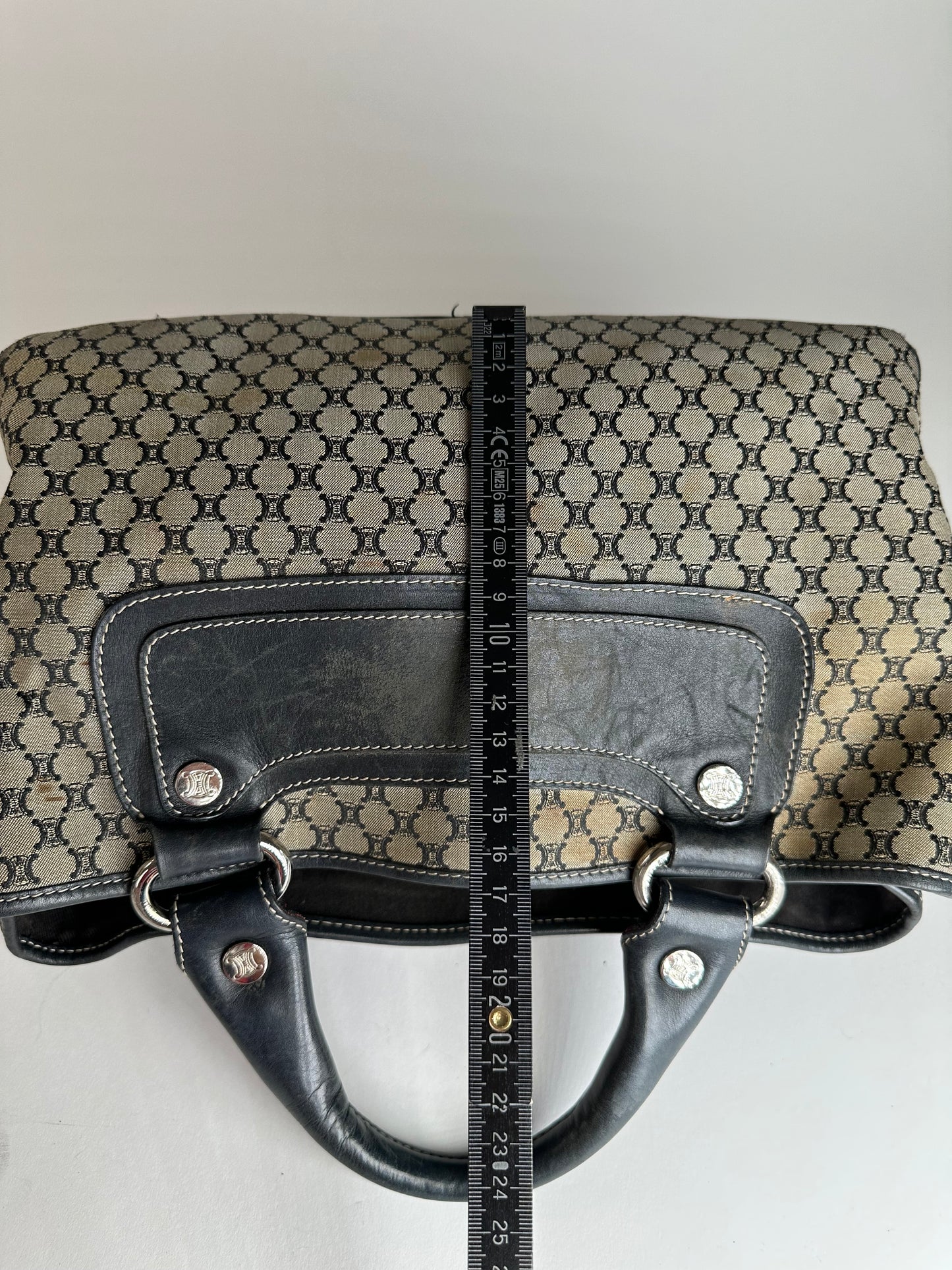 Vintage Celine Triomphe Monogram Boogie Handbag Grey Black