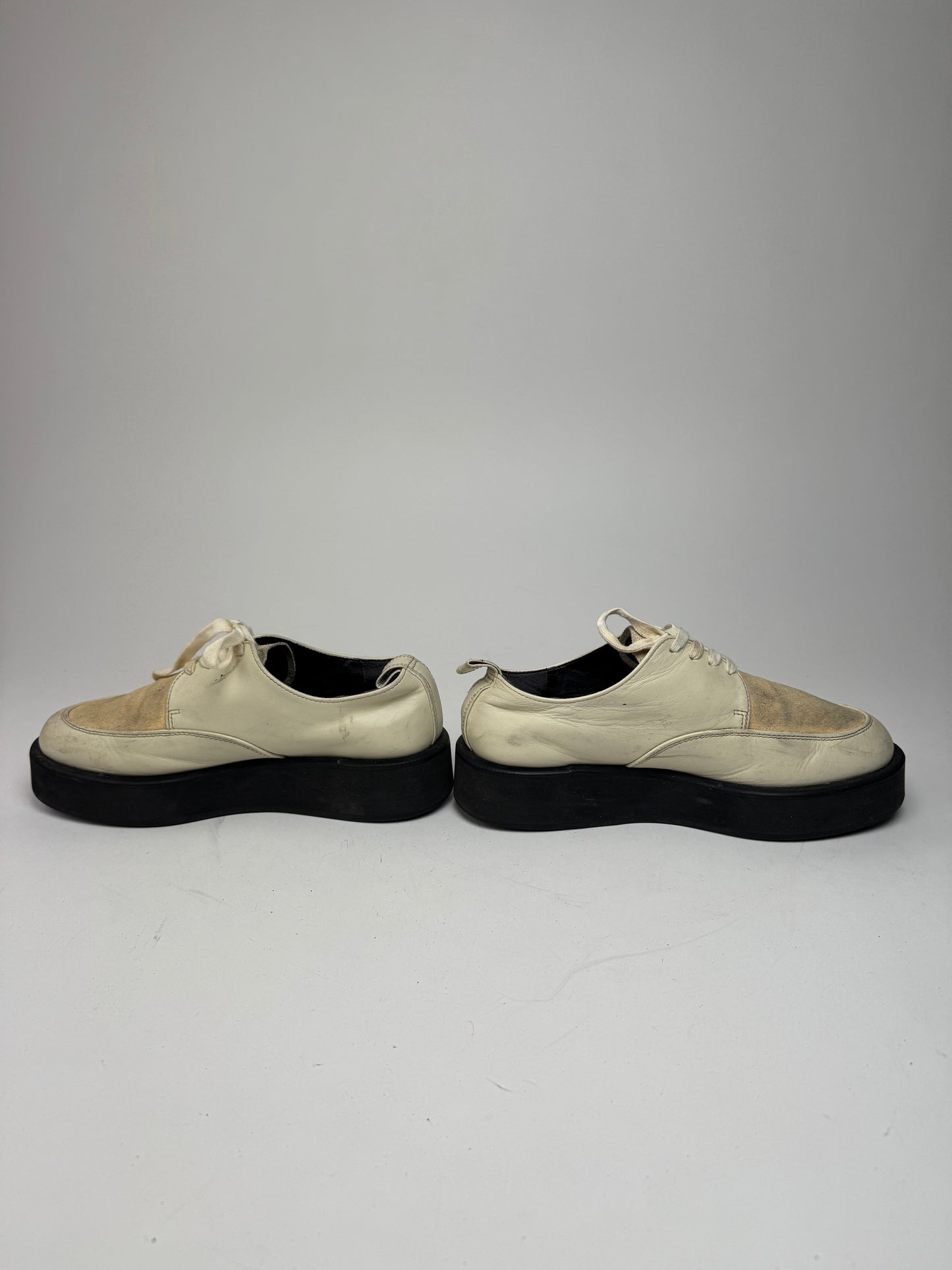 Vintage Comme Des Garçons Leather Suede Sneaker beige white black Men EU42