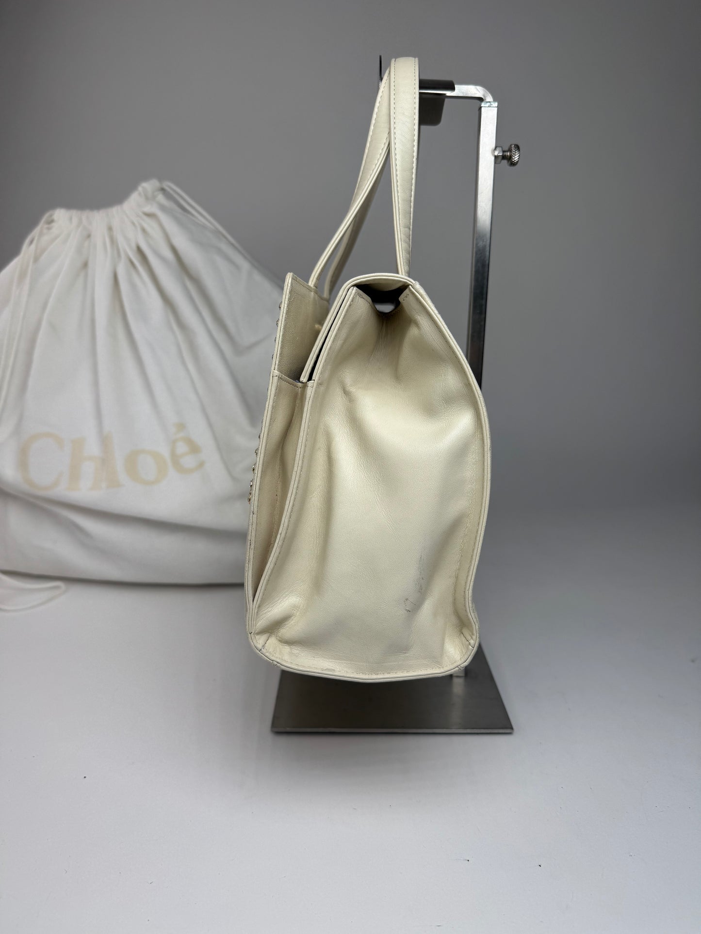 Vintage Chloe Leather Handbag Grey White