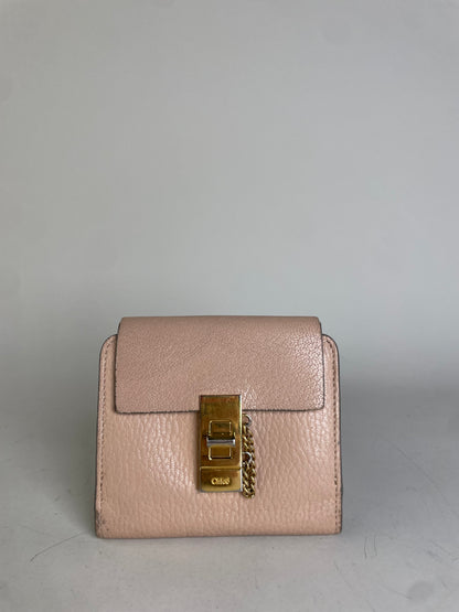Vintage Chloe Pebbled Leather Wallet Blush Pink Gold