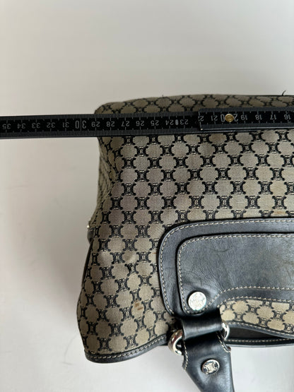 Vintage Celine Triomphe Monogram Boogie Handbag Grey Black