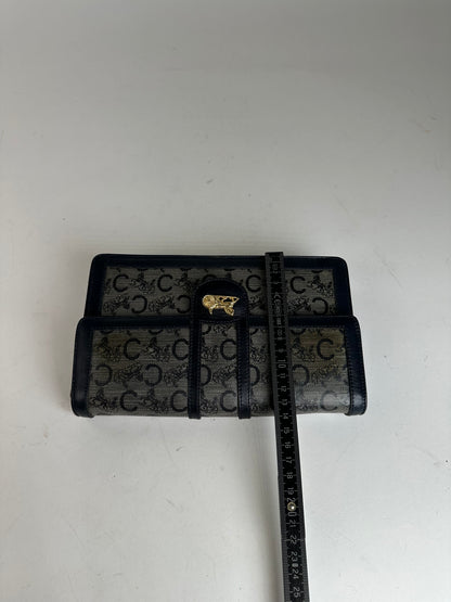 Vintage Celine Leather Wallet Black Monogram