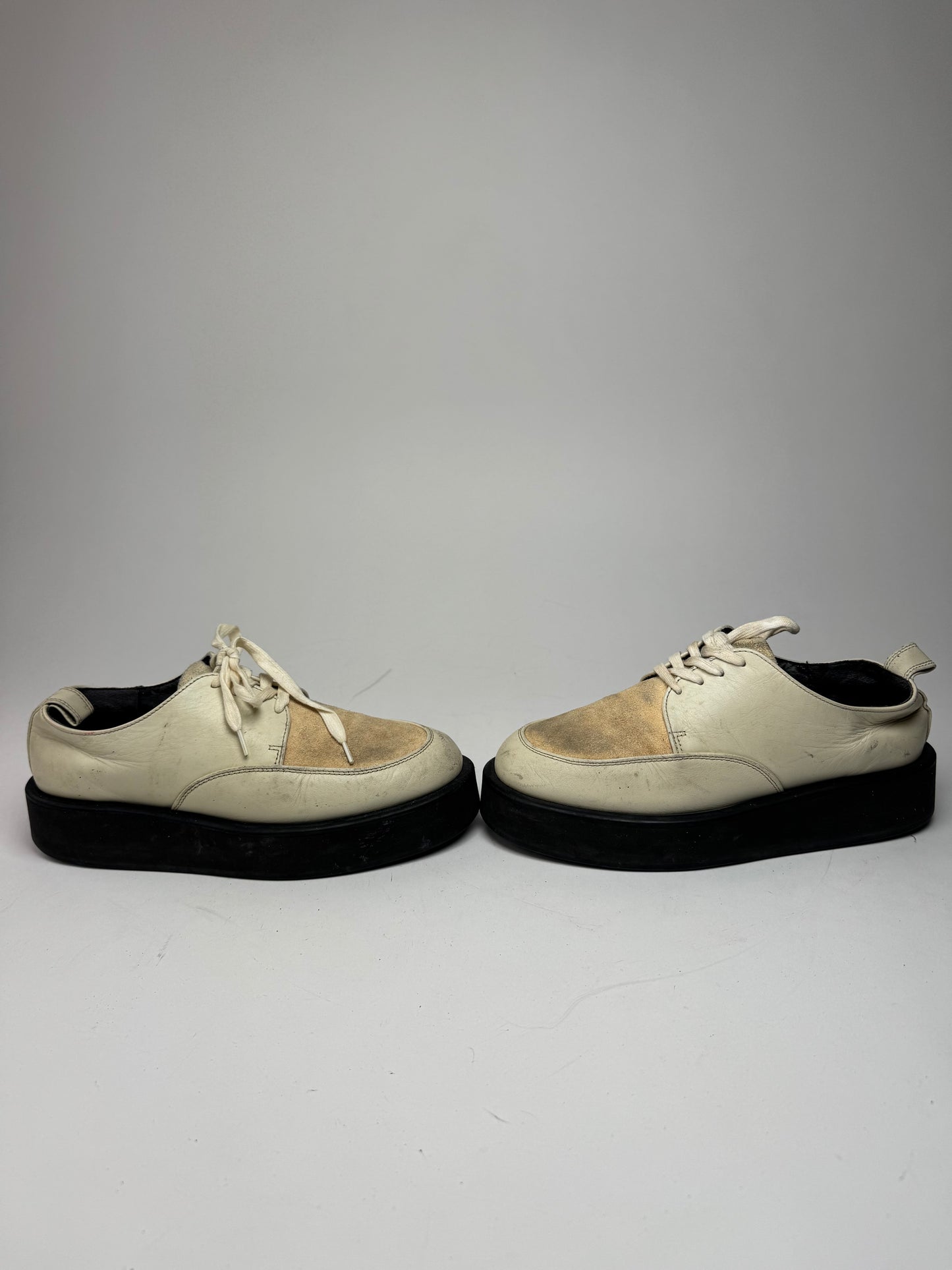 Vintage Comme Des Garçons Leather Suede Sneaker beige white black Men EU42