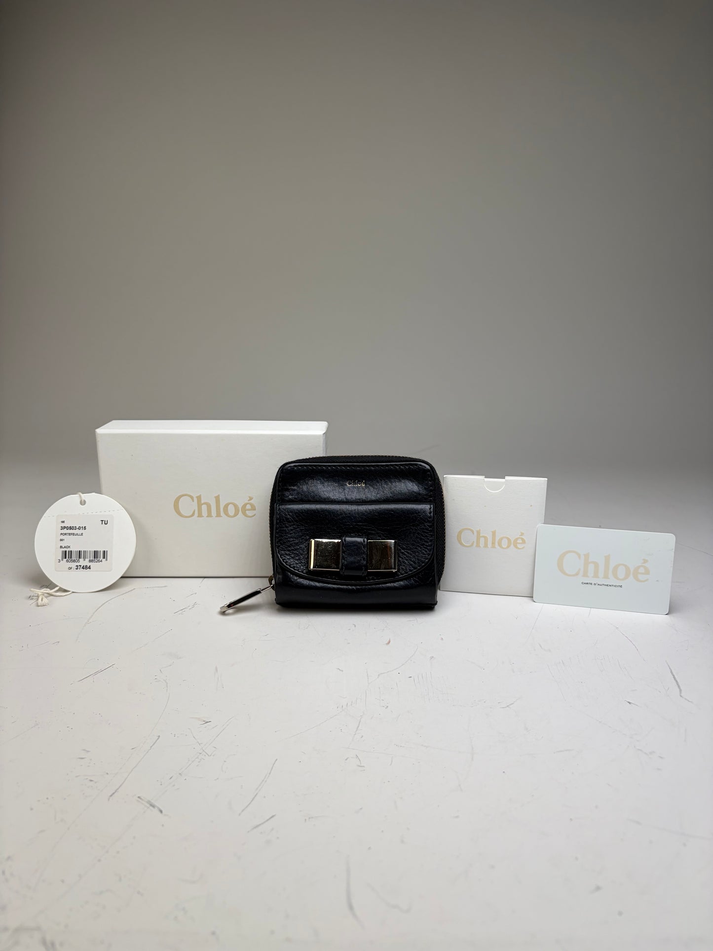 Vintage Chloe Leather Wallet Black Silver