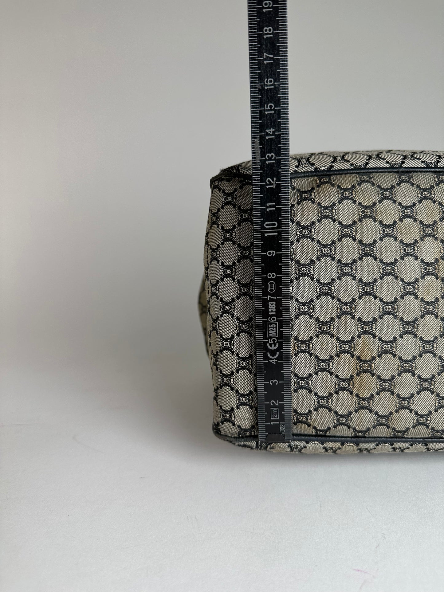 Vintage Celine Triomphe Monogram Boogie Handbag Grey Black