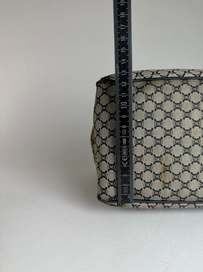 Vintage Celine Triomphe Monogram Boogie Handbag Grey Black