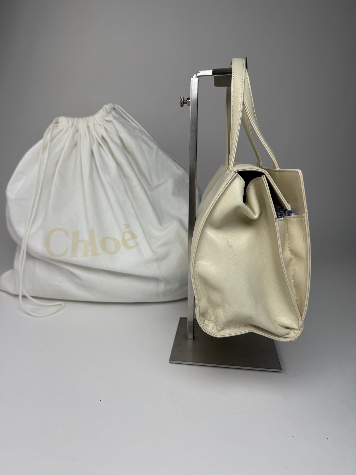 Vintage Chloe Leather Handbag Grey White