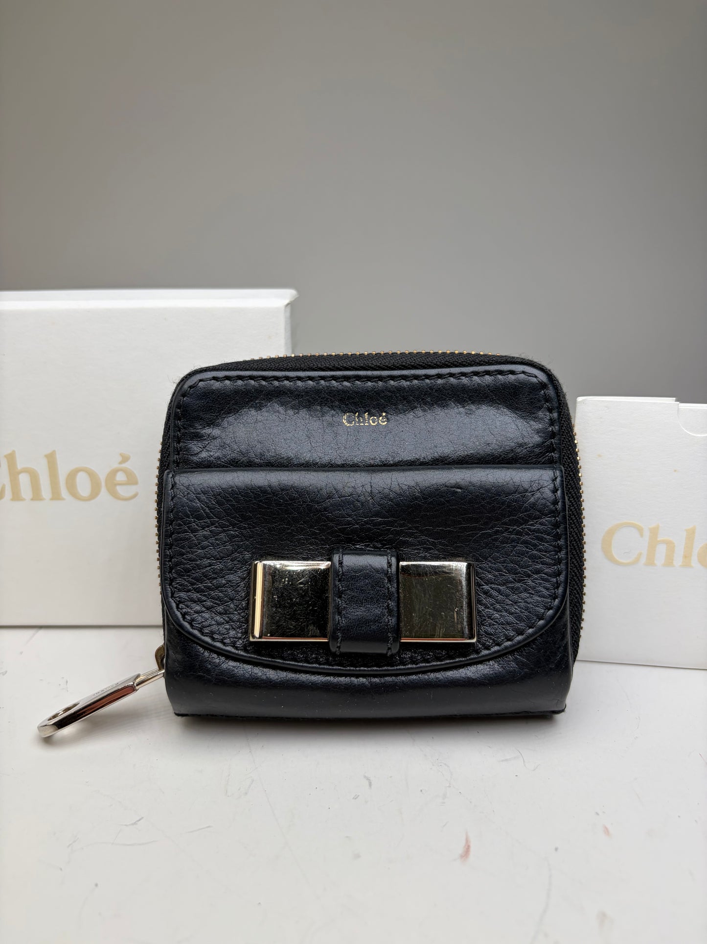 Vintage Chloe Leather Wallet Black Silver