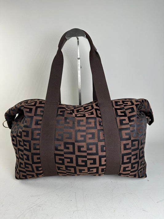 Vintage Givenchy 4G Logo Nylon Tote Brown Black