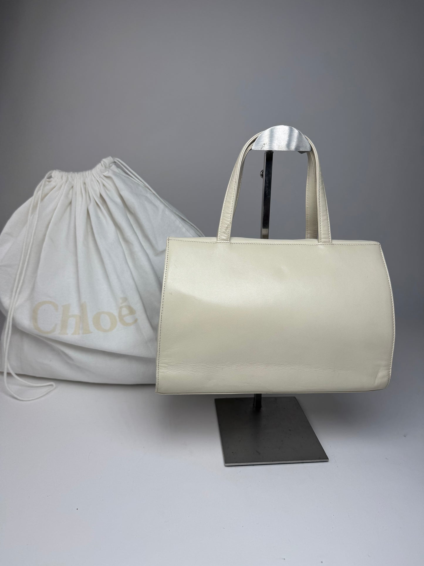 Vintage Chloe Leather Handbag Grey White