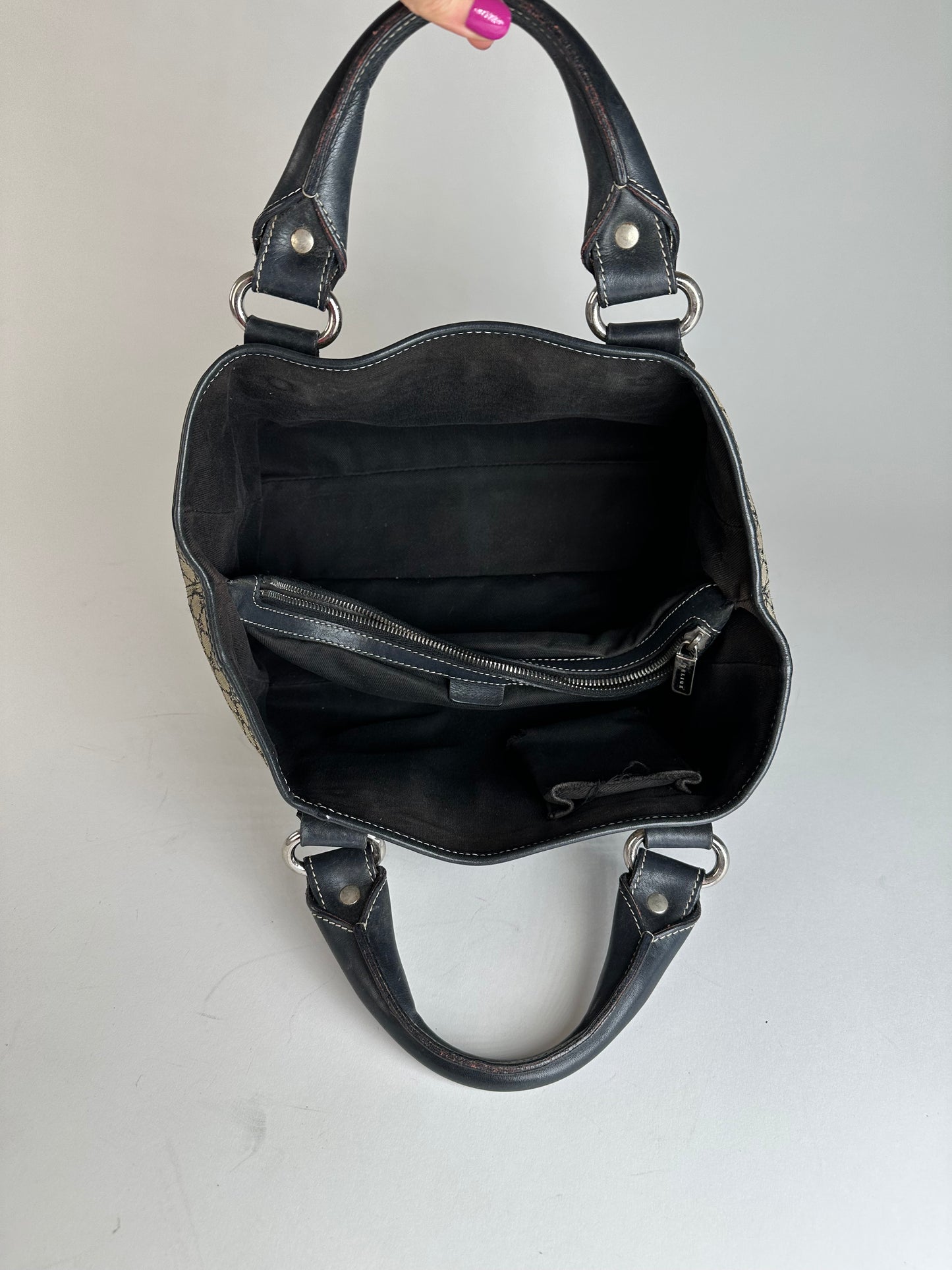 Vintage Celine Triomphe Monogram Boogie Handbag Grey Black