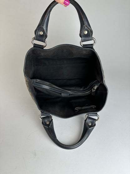 Vintage Celine Triomphe Monogram Boogie Handbag Grey Black