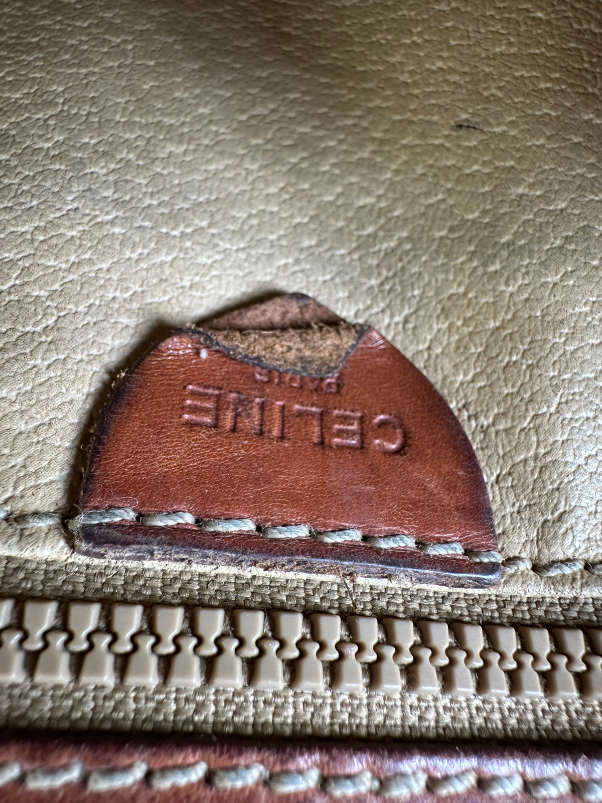 Vintage Celine Macadam Canvas Flap Crossbody Bag Late 1980s Beige Brown