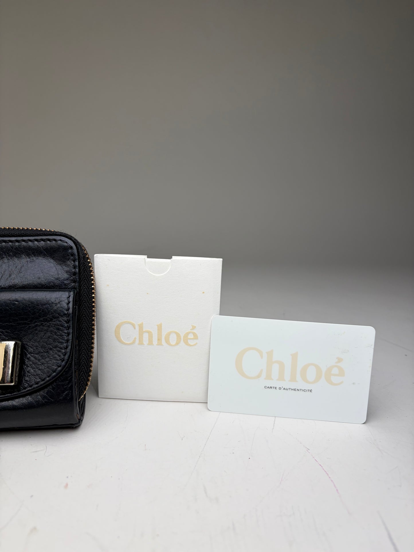 Vintage Chloe Leather Wallet Black Silver
