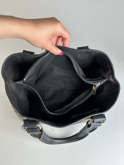 Vintage Celine Triomphe Monogram Boogie Handbag Grey Black