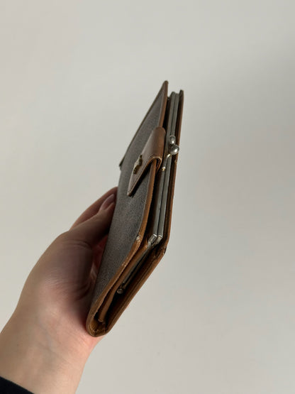 Portefeuille vintage en cuir monogramme Céline marron