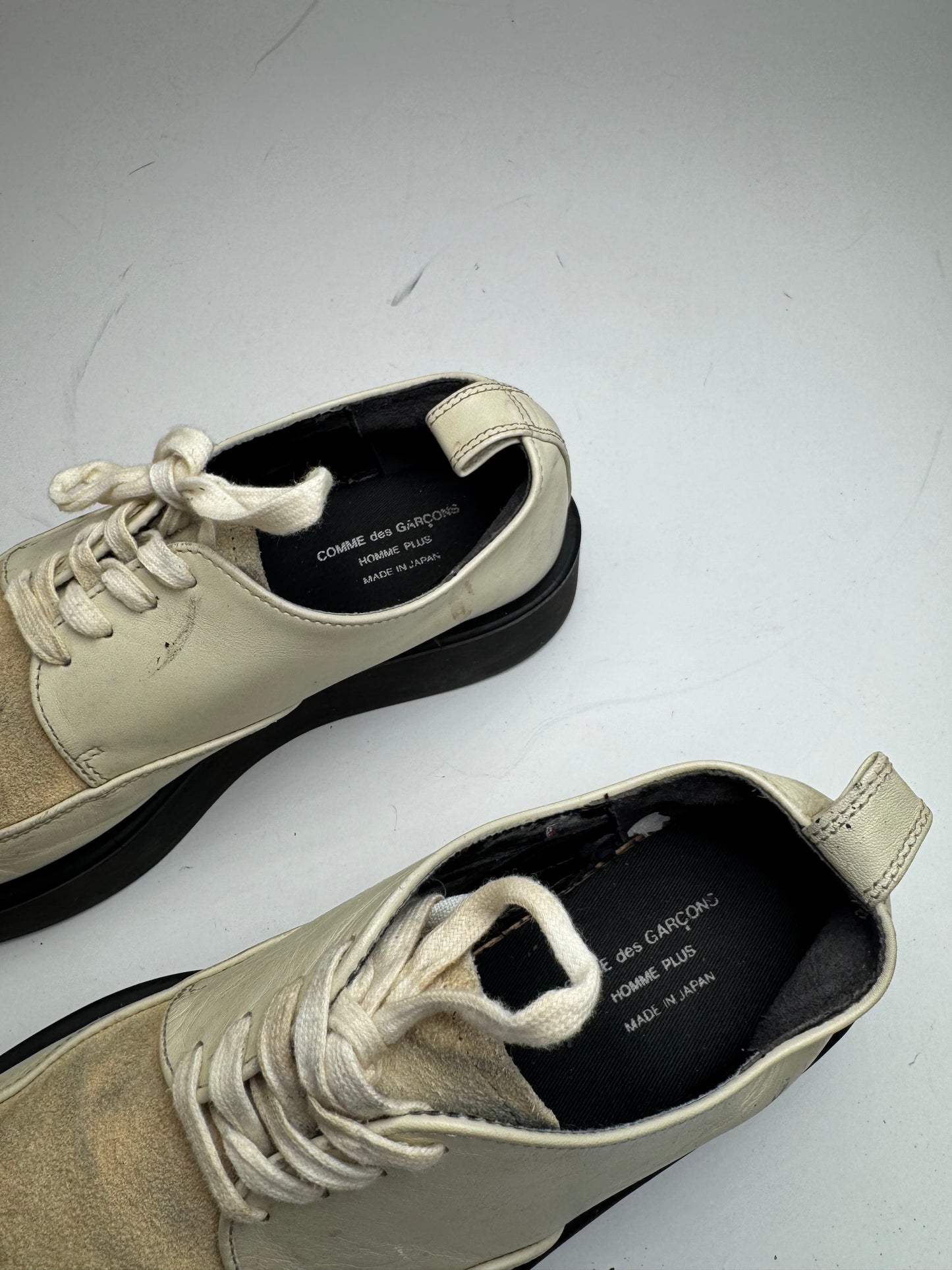 Vintage Comme Des Garçons Leather Suede Sneaker beige white black Men EU42