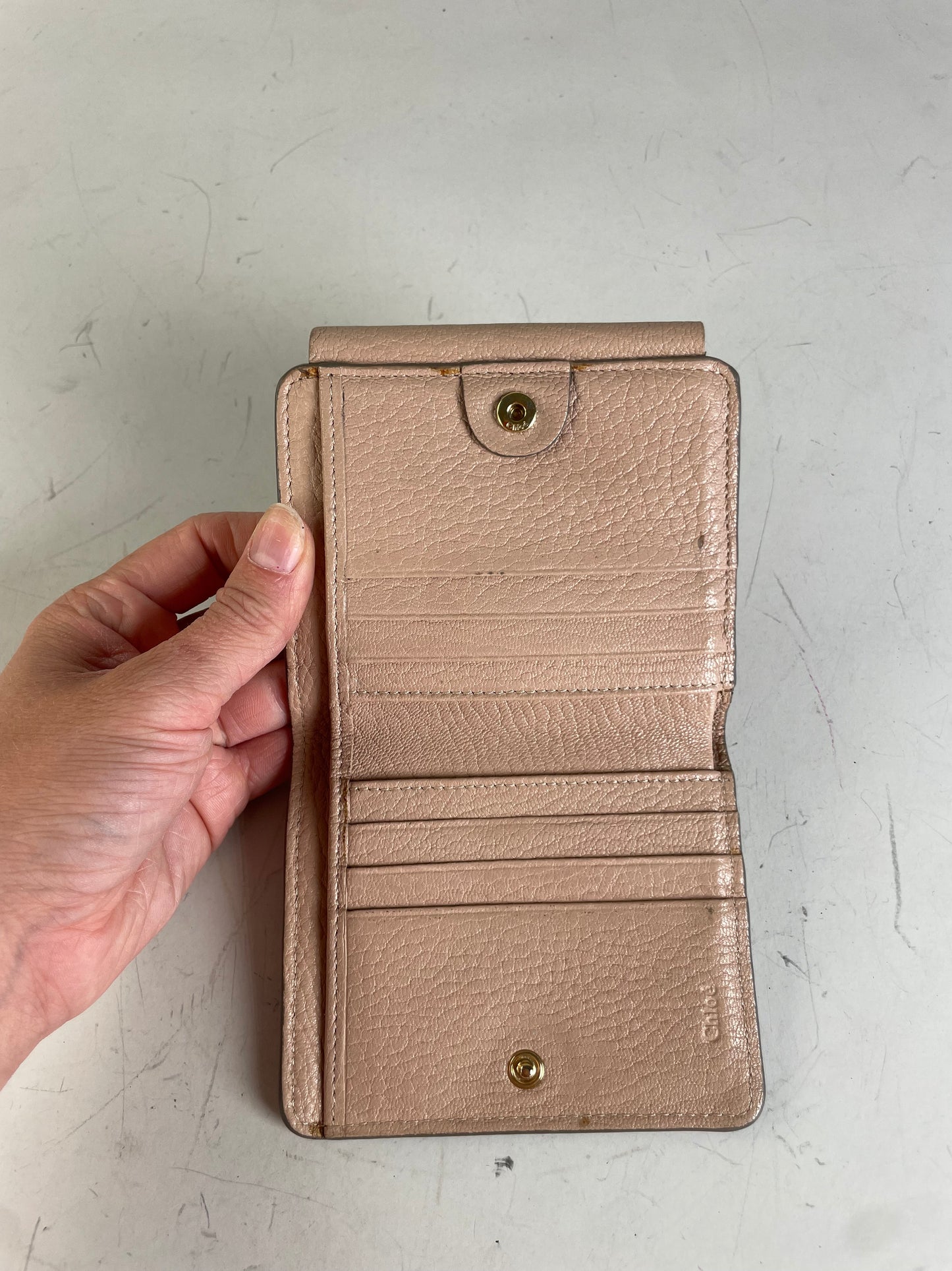 Vintage Chloe Pebbled Leather Wallet Blush Pink Gold