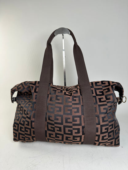 Vintage Givenchy 4G Logo Nylon Tote Brown Black
