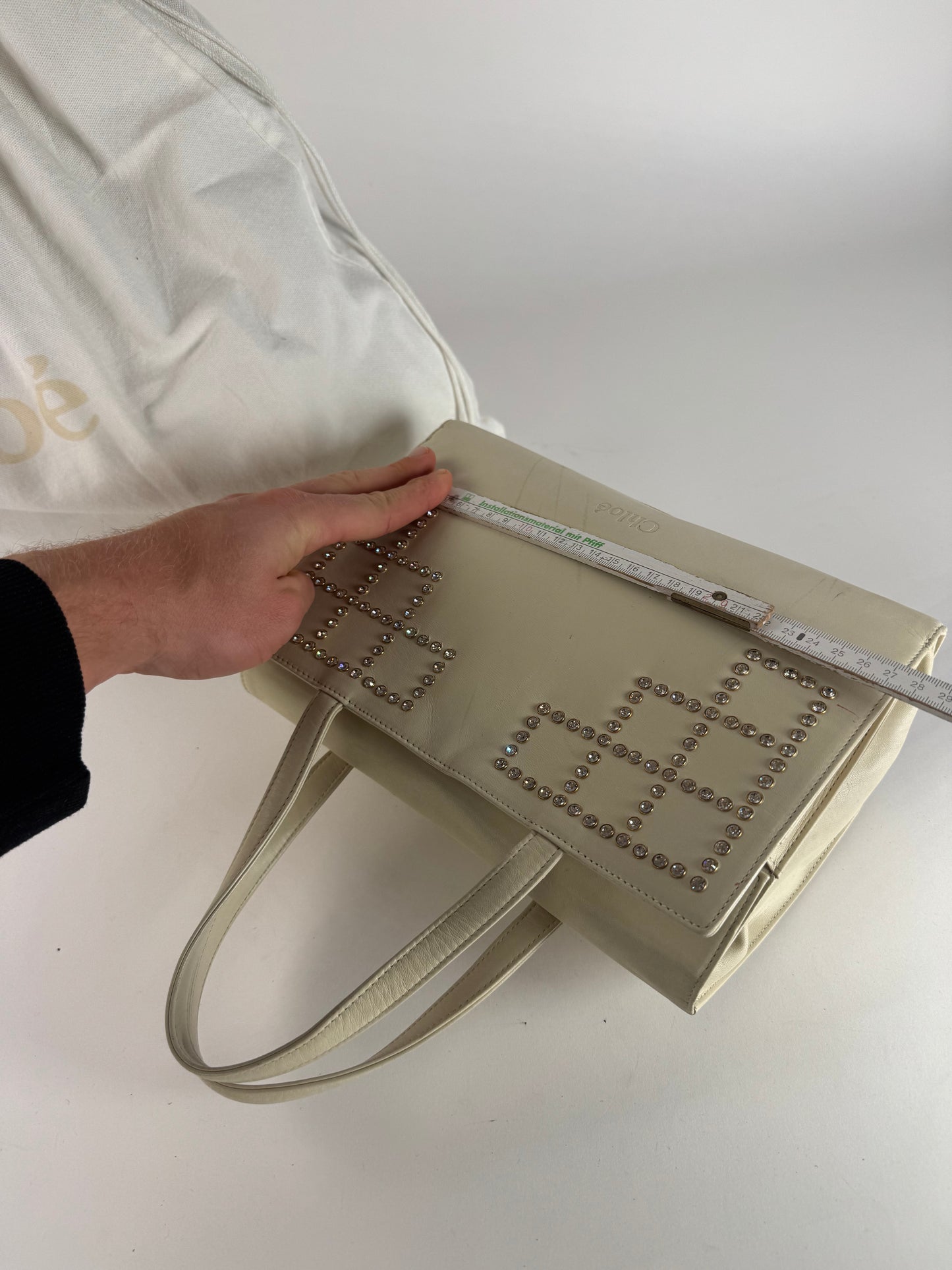 Vintage Chloe Leather Handbag Grey White