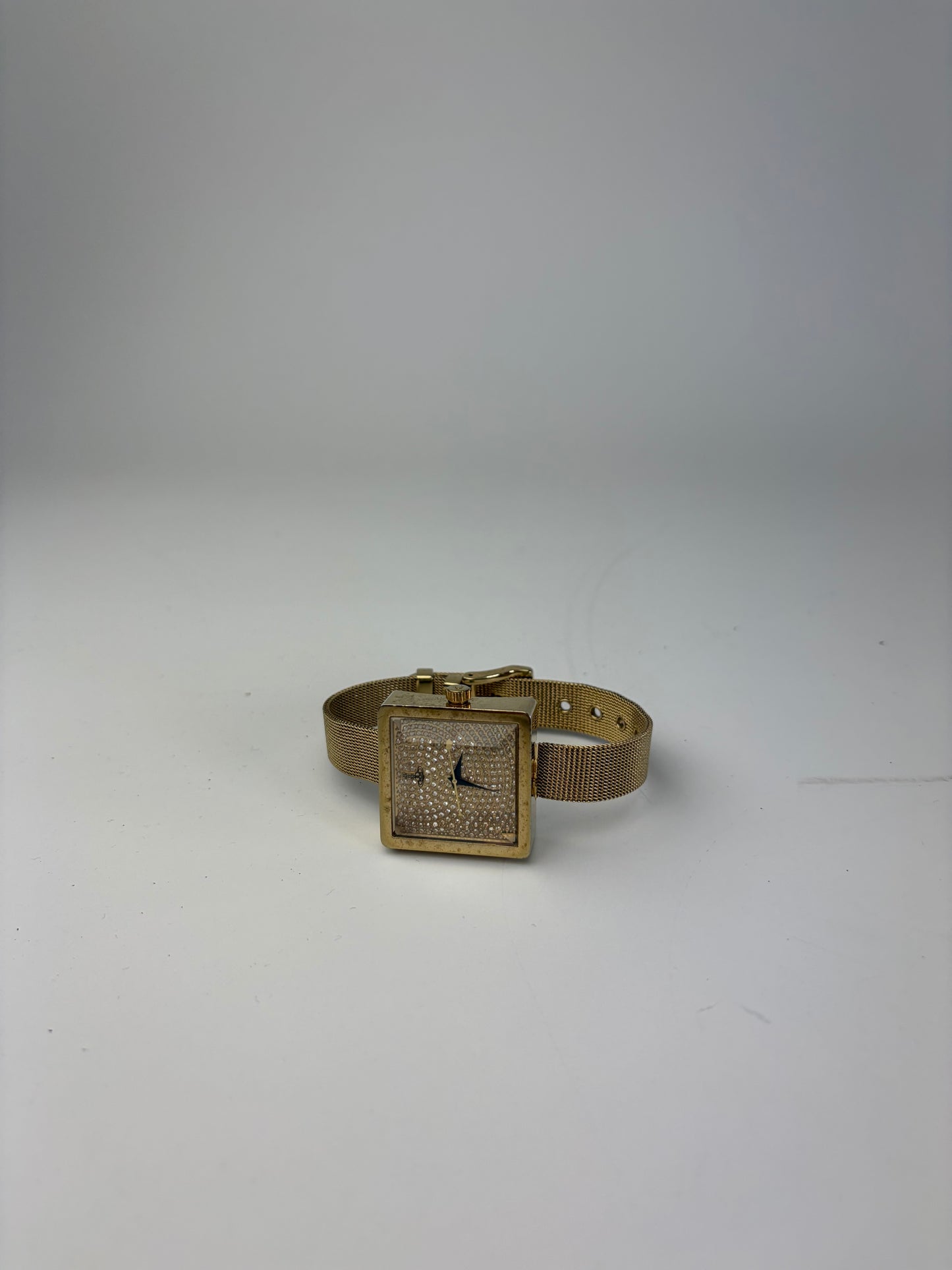Vintage Vivienne Westwood Square Bracelet Watch Gold Crystal
