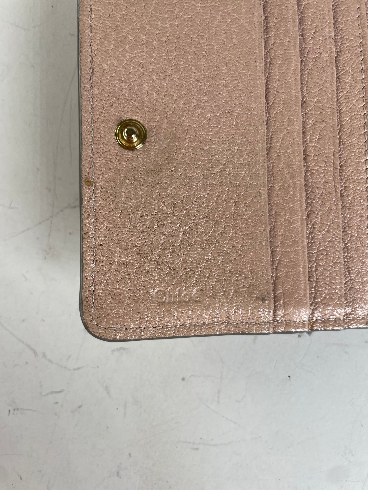 Vintage Chloe Pebbled Leather Wallet Blush Pink Gold