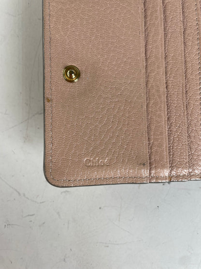 Vintage Chloe Pebbled Leather Wallet Blush Pink Gold