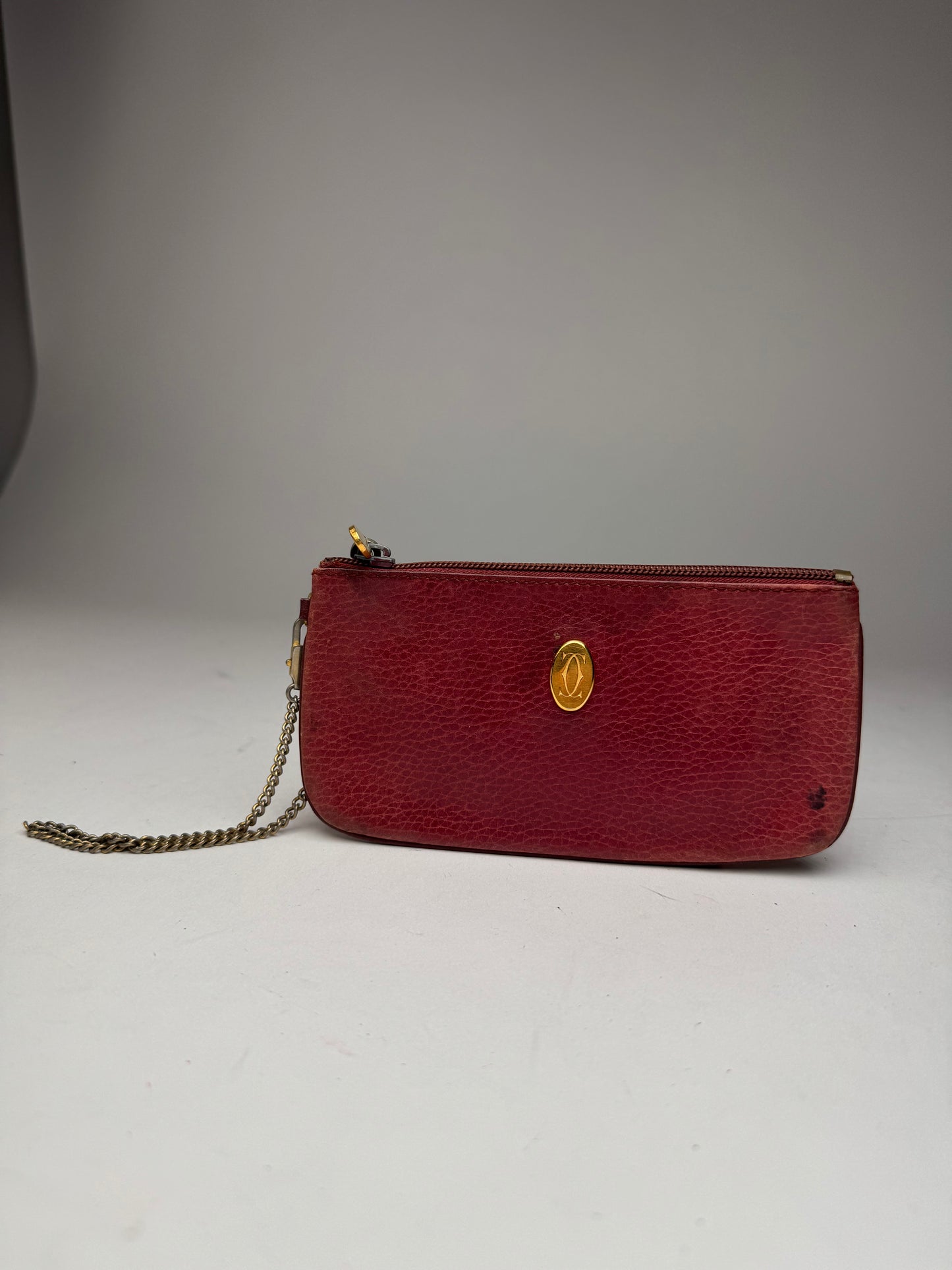 Vintage Cartier Leather Card Holder Burgundy