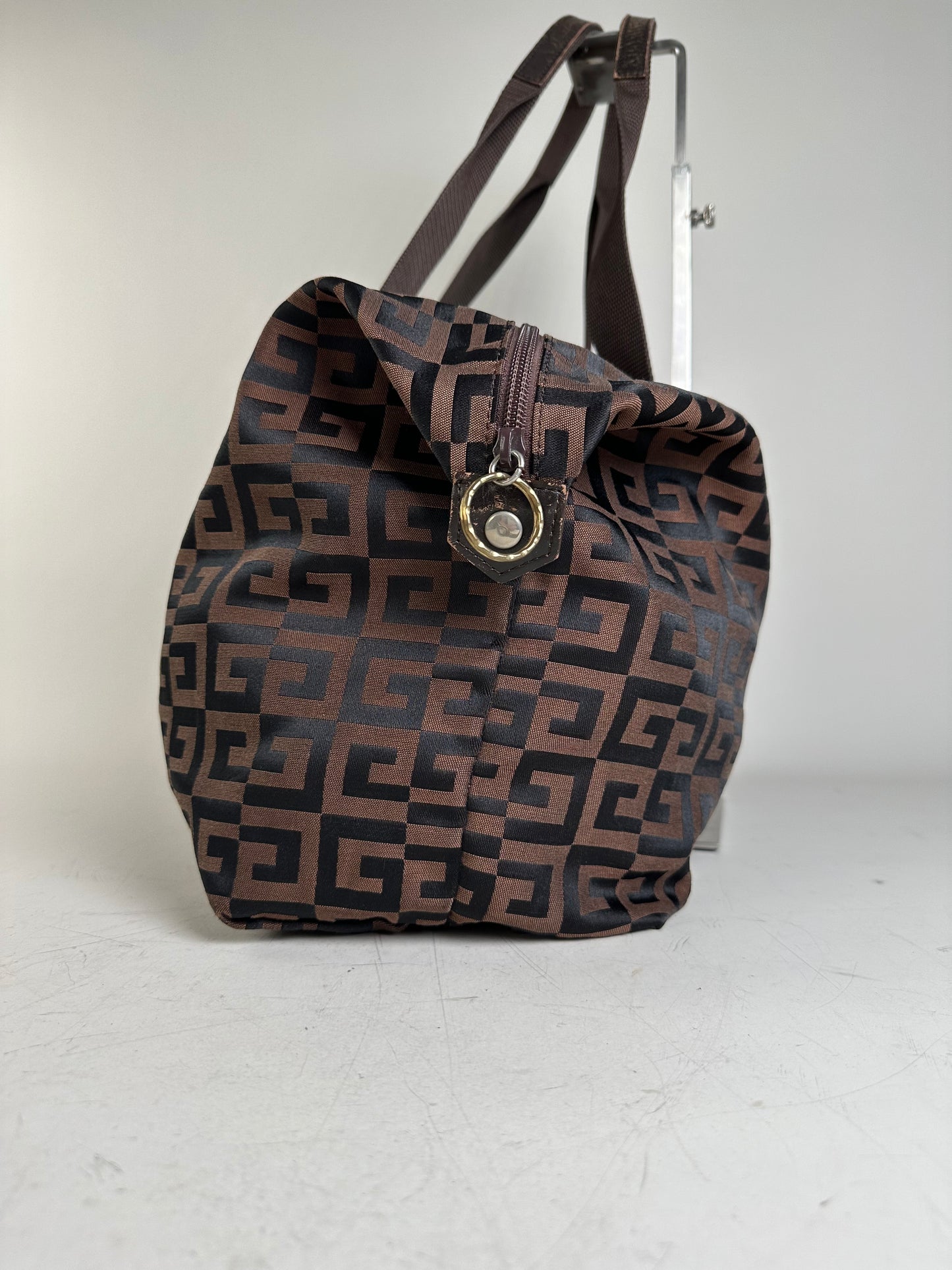 Vintage Givenchy 4G Logo Nylon Tote Brown Black