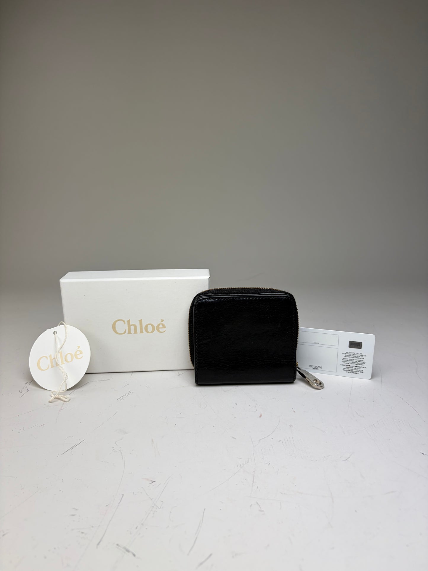 Vintage Chloe Leather Wallet Black Silver