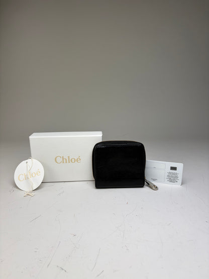 Vintage Chloe Leather Wallet Black Silver