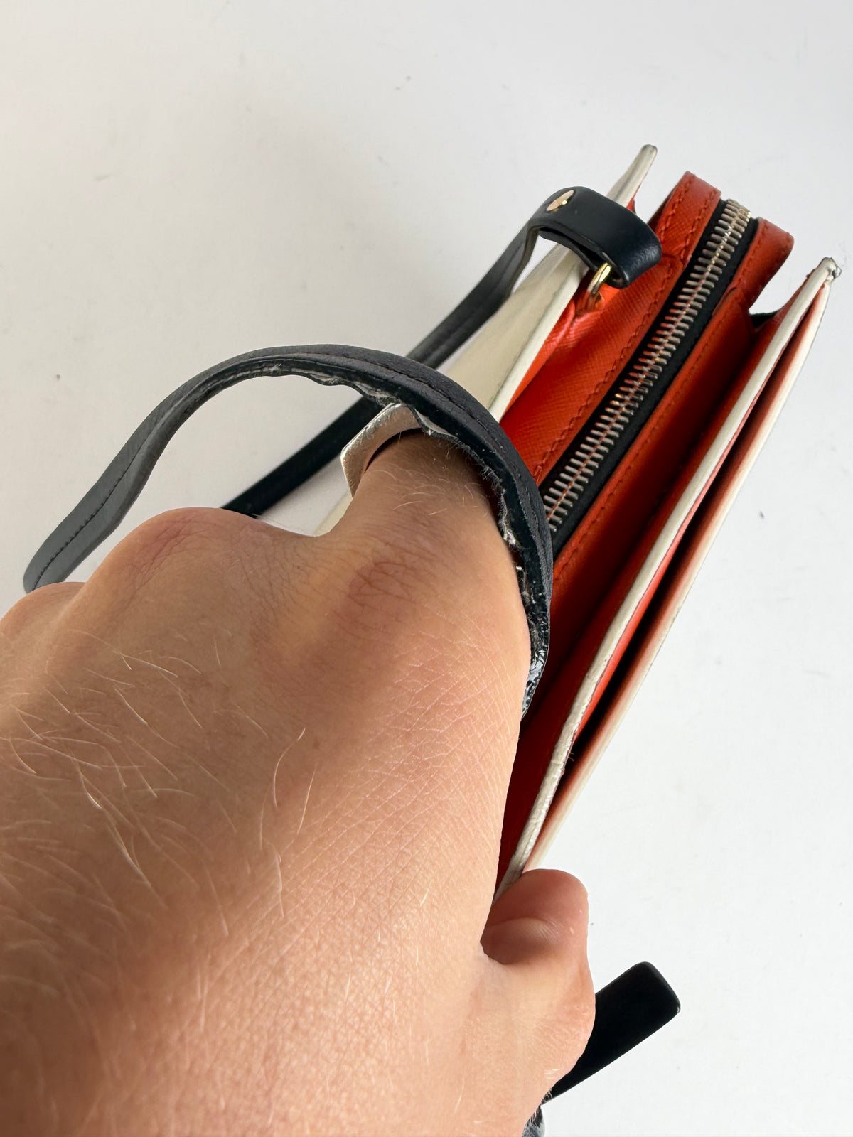 Vintage Marni Saffiano Leather Structured Crossbody Bag c. 2018 Cream Orange Black