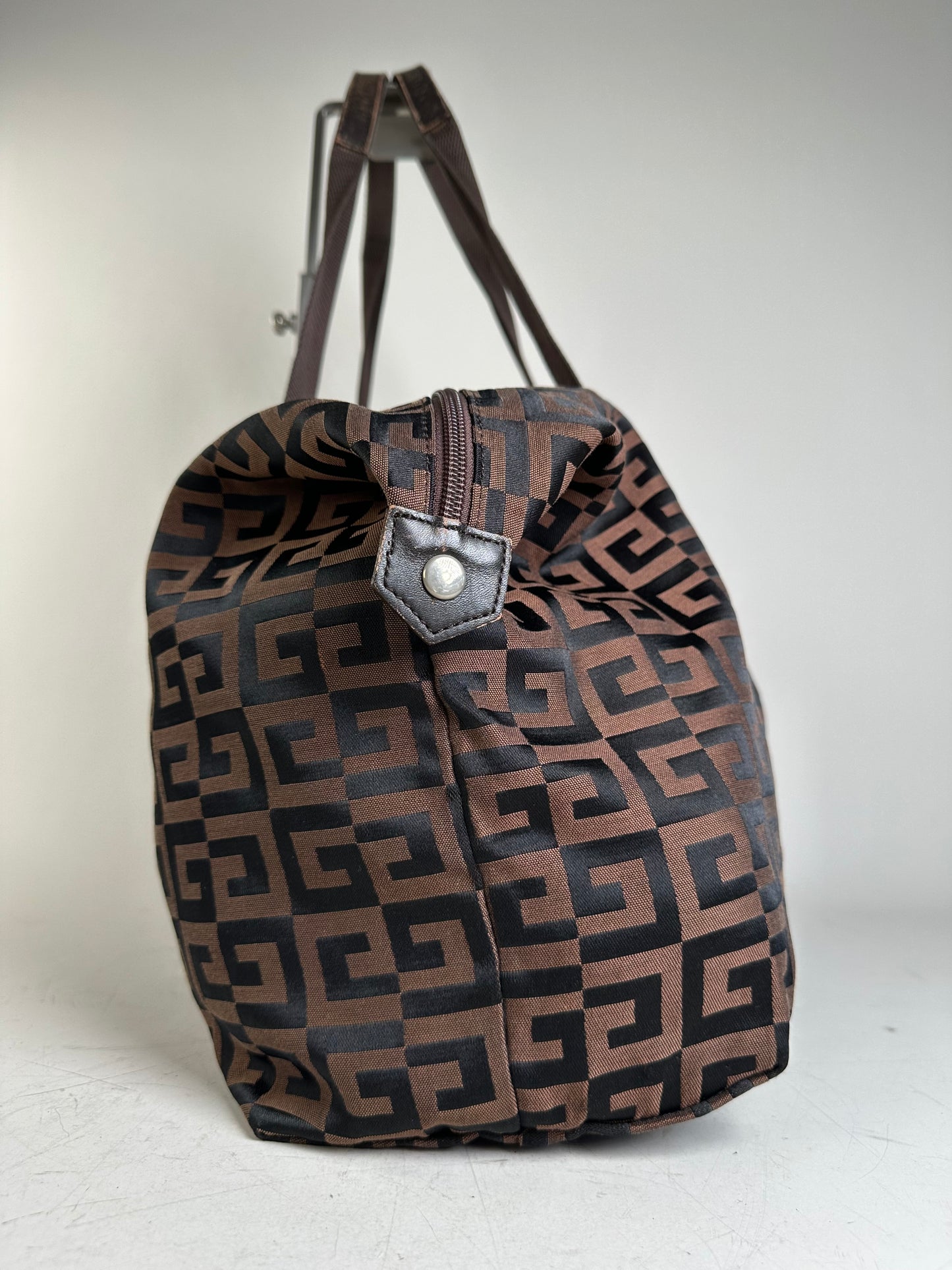 Vintage Givenchy 4G Logo Nylon Tote Brown Black