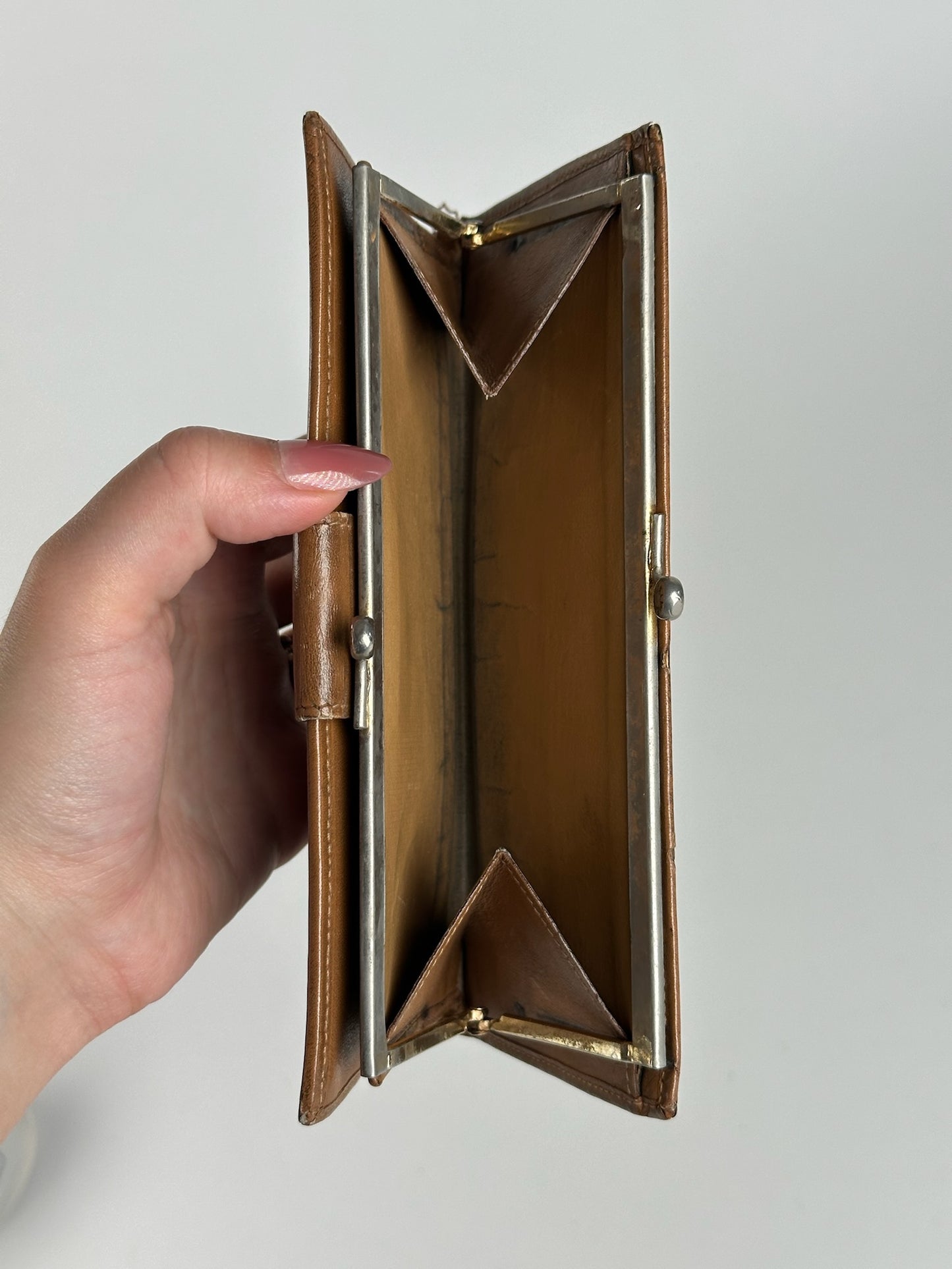 Portefeuille vintage en cuir monogramme Céline marron