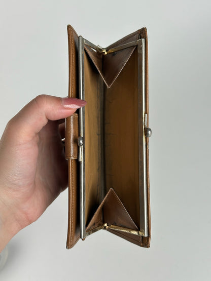 Portefeuille vintage en cuir monogramme Céline marron