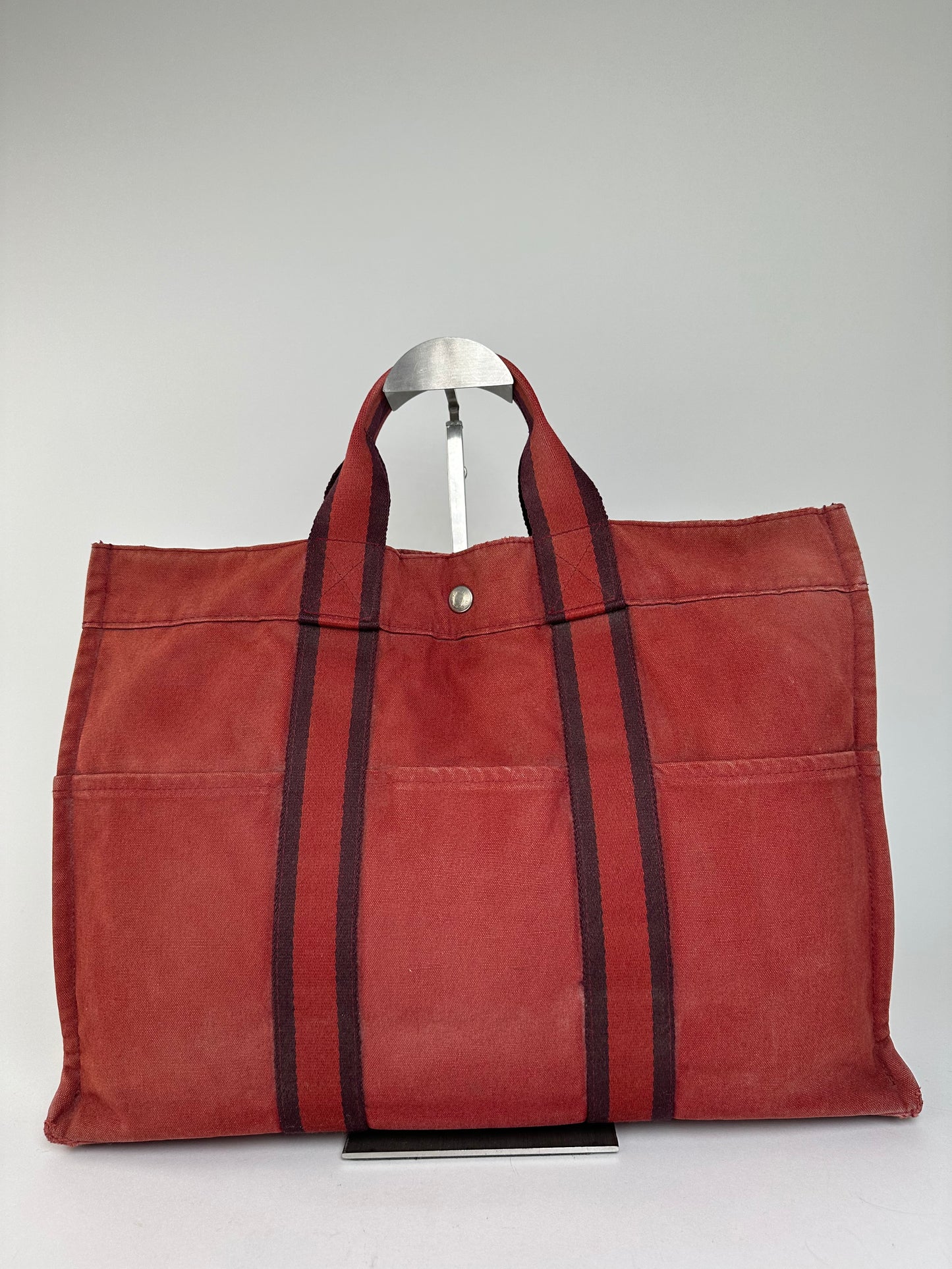 Vintage Hermes Canvas Tote Bag Red