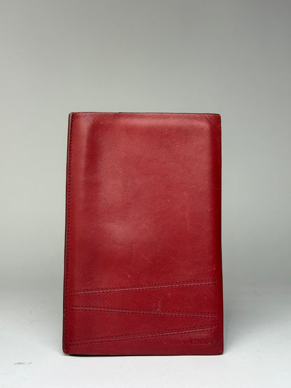 Vintage Loewe Bifold Wallet Red Leather Silver-Tone