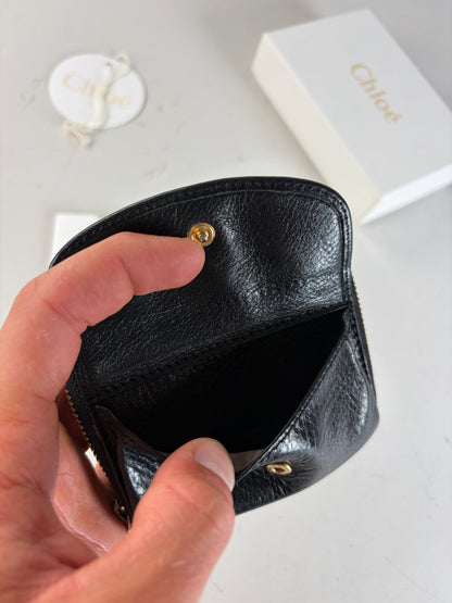 Vintage Chloe Leather Wallet Black Silver