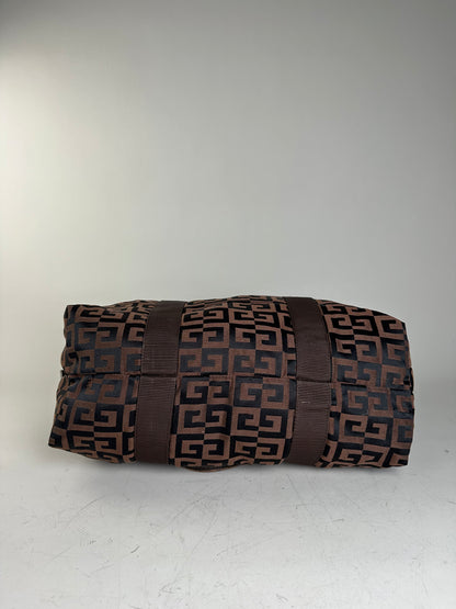 Vintage Givenchy 4G Logo Nylon Tote Brown Black