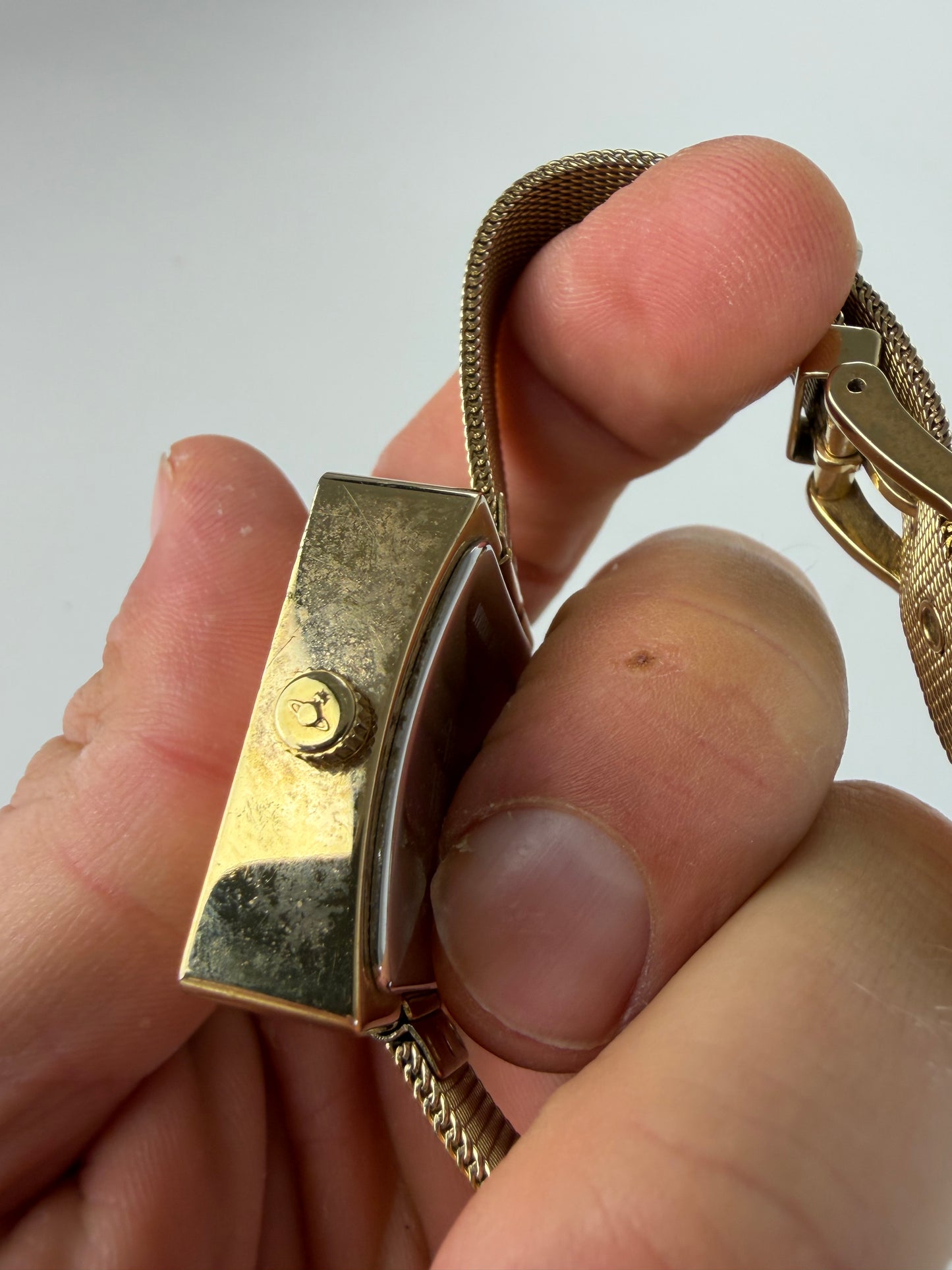 Vintage Vivienne Westwood Square Bracelet Watch Gold Crystal