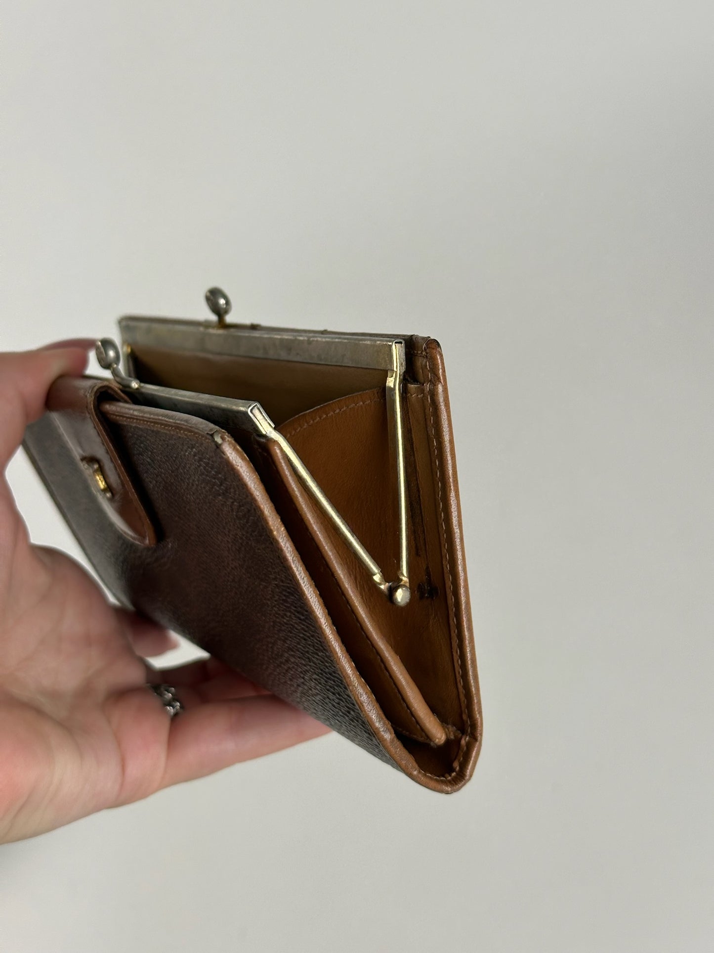 Portefeuille vintage en cuir monogramme Céline marron