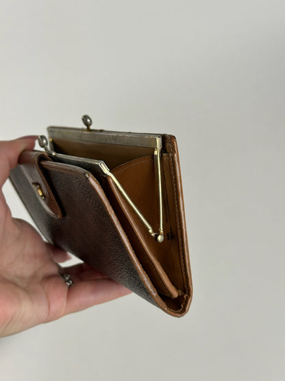 Portefeuille vintage en cuir monogramme Céline marron