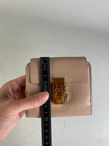 Vintage Chloe Pebbled Leather Wallet Blush Pink Gold