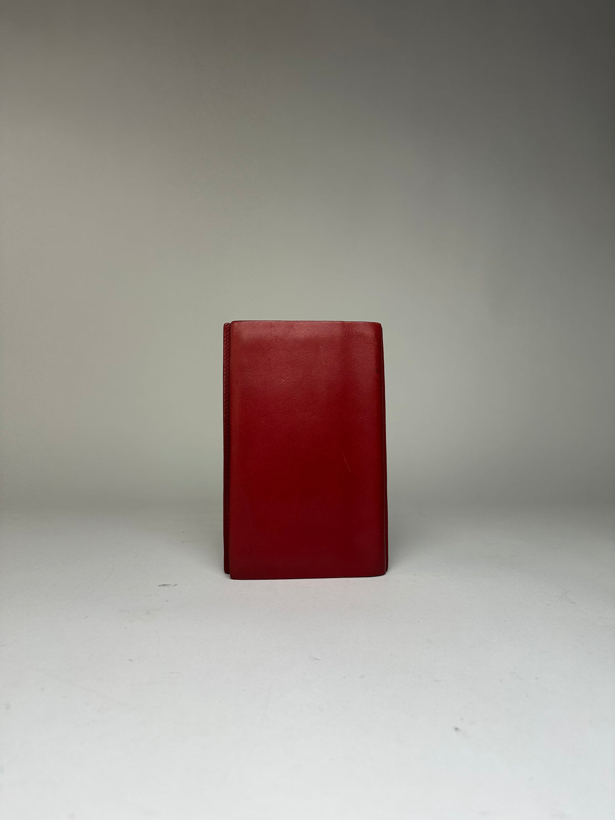 Vintage Loewe Bifold Wallet Red Leather Silver-Tone